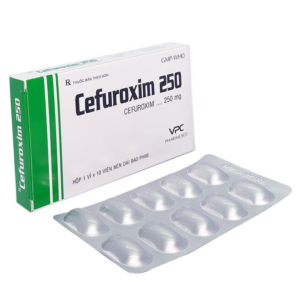 Thuốc Cefuroxim 250mg Pharimexco điều trị nhiễm khuẩn (1 vỉ x 10 viên)