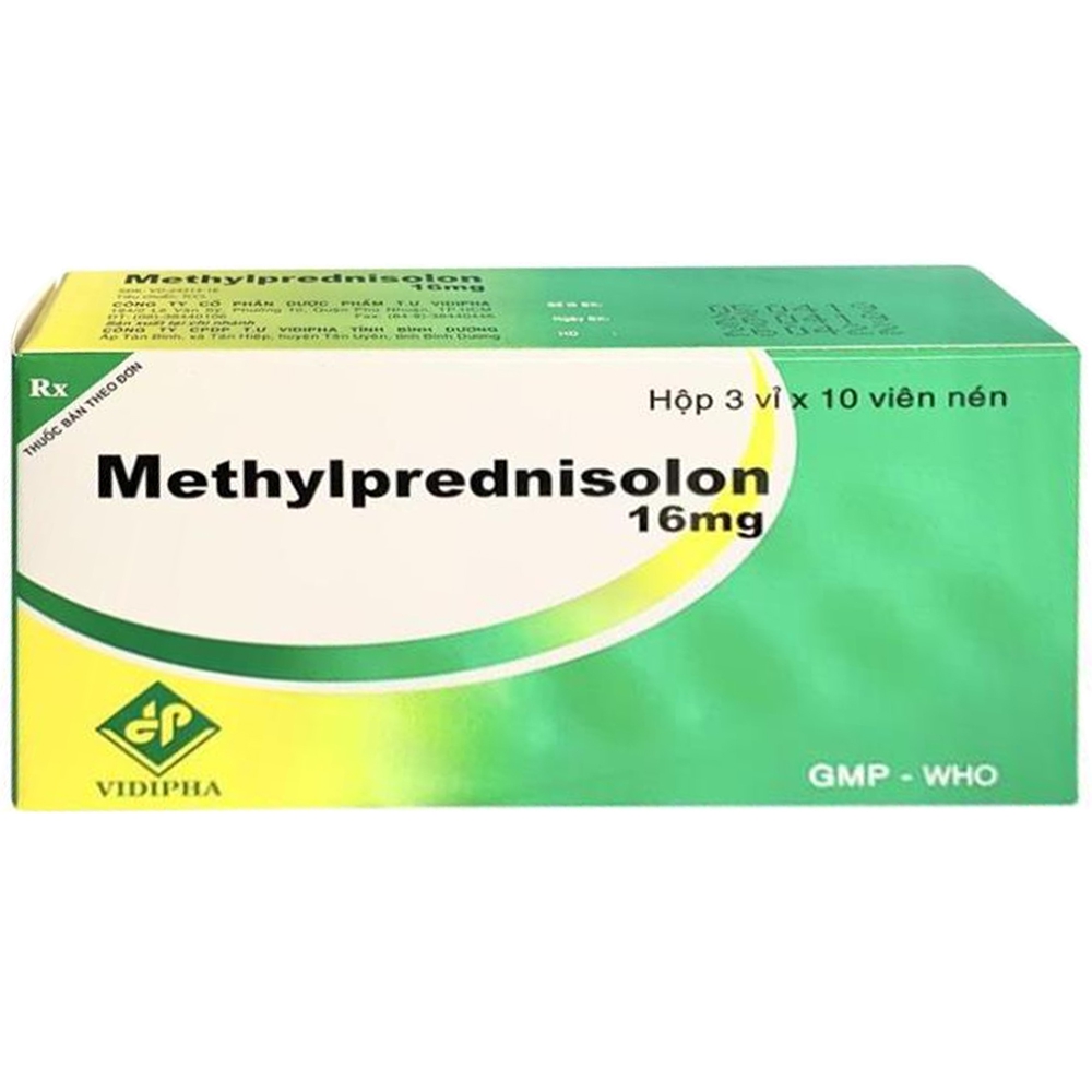 Thuốc Methylprednisolon 16mg Vidipha chống viêm hoặc ức chế miễn dịch (3 vỉ x 10 viên)