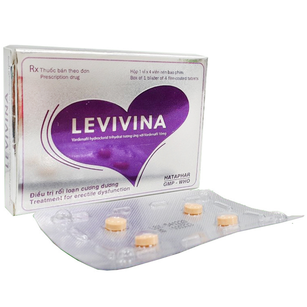 Thuốc Levivina 10mg Hà Tây điều trị rối loạn cương dương (1 vỉ x 4 viên)