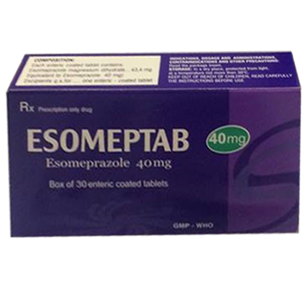 Thuốc Esomeptab 40mg Quapharco điều trị trào ngược dạ dày, thực quản (3 vỉ x 10 viên)