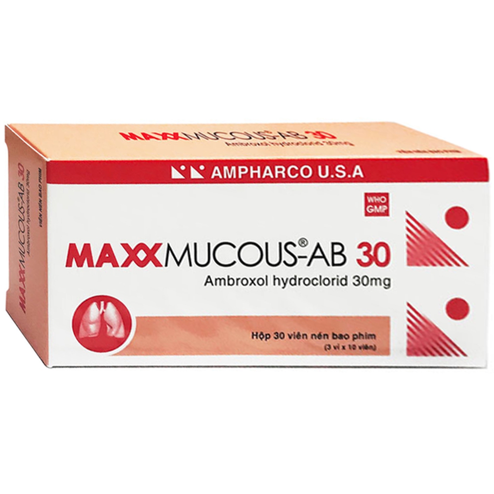 Thuốc MaxxMucous-AB 30 Ampharco U.S.A tiêu chất nhầy đường hô hấp (3 vỉ x 10 viên)