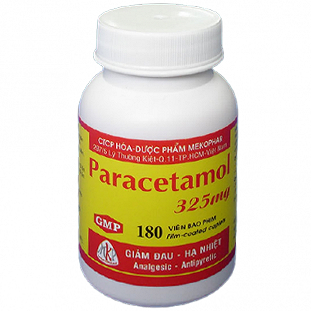 Thuốc Paracetamol 325mg Mekophar giảm đau, hạ nhiệt do đau dây thần kinh, đau đầu (180 viên)