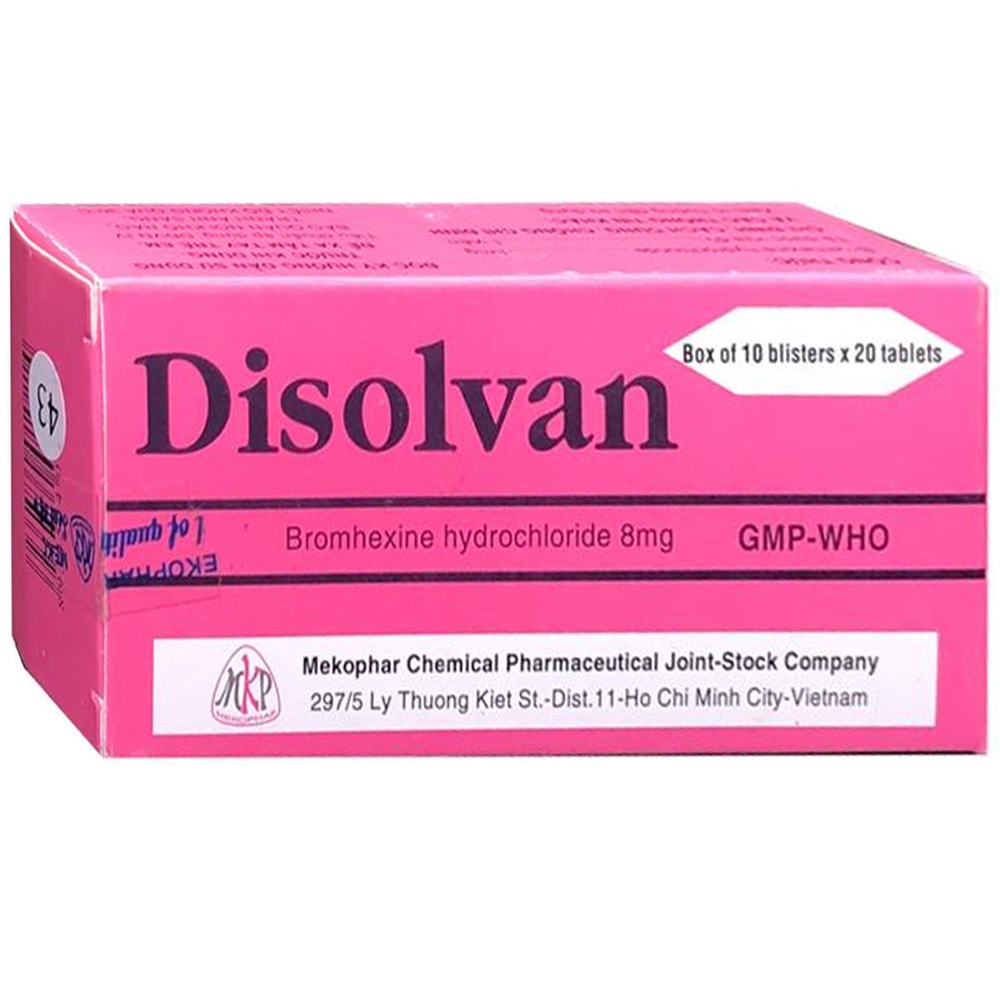 Thuốc Disolvan 8mg Mekophar điều trị rối loạn tiết dịch phế quản (10 vỉ x 20 viên)