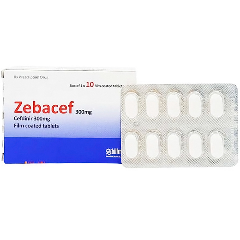 Thuốc Zebacef 300mg Bilim điều trị viêm phổi, viêm phế quản, viêm họng, viêm amidan (1 vỉ x 10 viên)