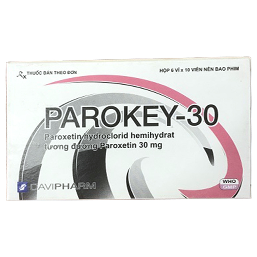 Viên nén Parokey-30 DaViPharm điều trị bệnh trầm cảm, rối loạn ám ảnh cưỡng bức (6 vỉ x 10 viên)