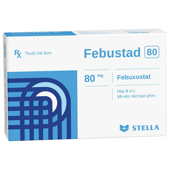 Thuốc Febustad 80 Stella điều trị tăng acid uric huyết mạn tính (3 vỉ x 10 viên)