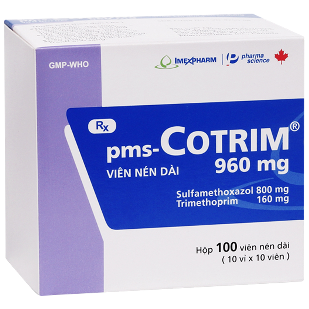 Thuốc pms-Cotrim 960mg Imexpharm điều trị nhiễm khuẩn (10 vỉ x 10 viên)