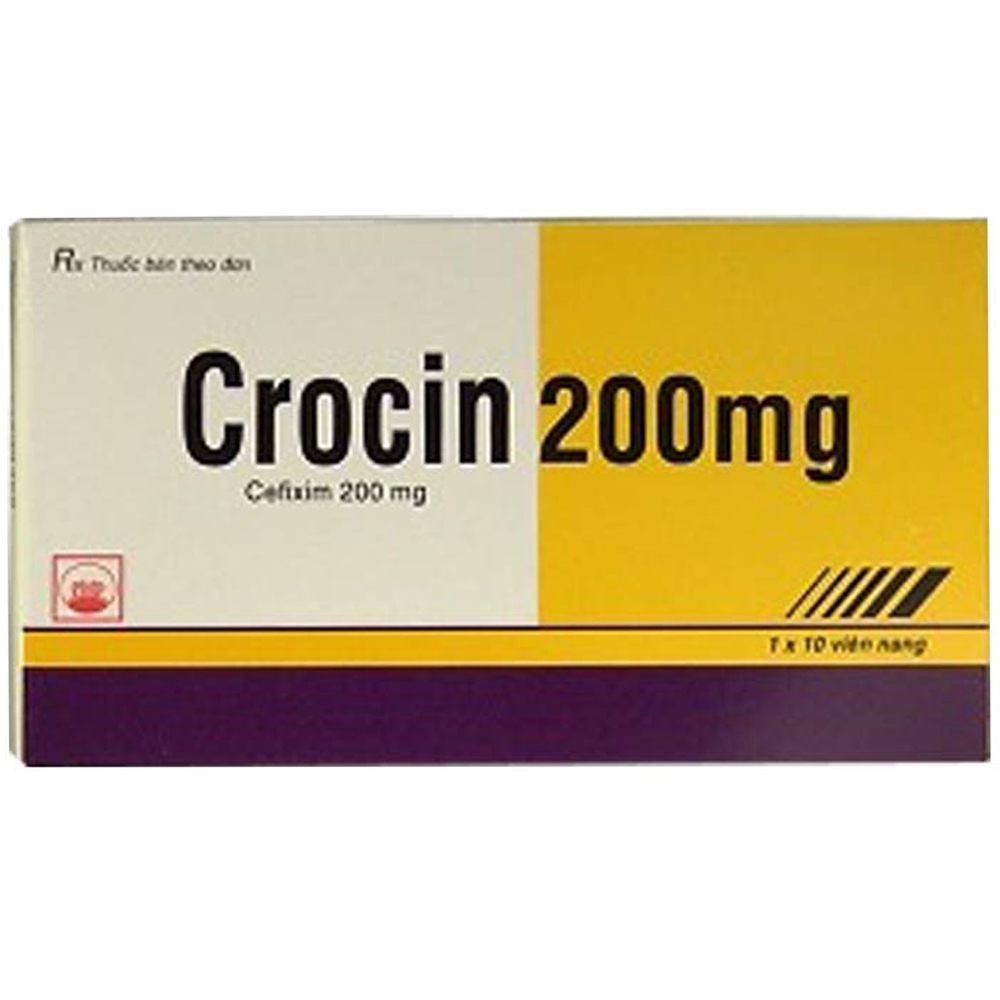 Thuốc Crocin 200mg Pymepharco điều trị nhiễm khuẩn đường hô hấp trên và dưới (1 vỉ x 10 viên)