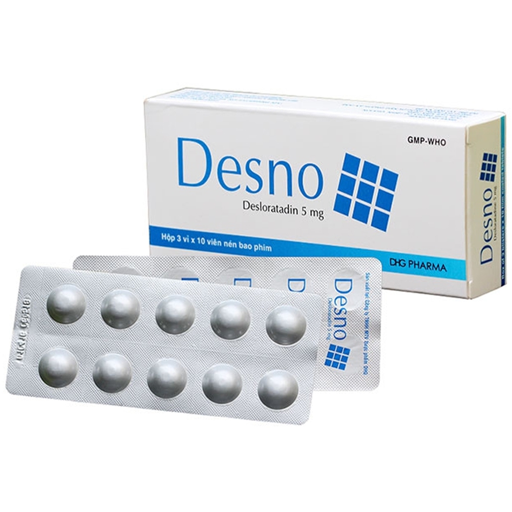 Thuốc Desno 5mg DHG điều trị viêm mũi dị ứng theo mùa và quanh năm (3 vỉ x 10 viên)