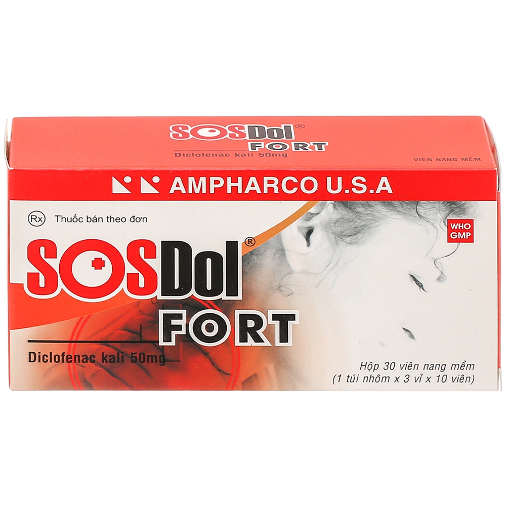 Thuốc Sosdol Fort 50mg Ampharco điều trị ngắn hạn đau bụng kinh nguyên phát (3 vỉ x 10 viên)