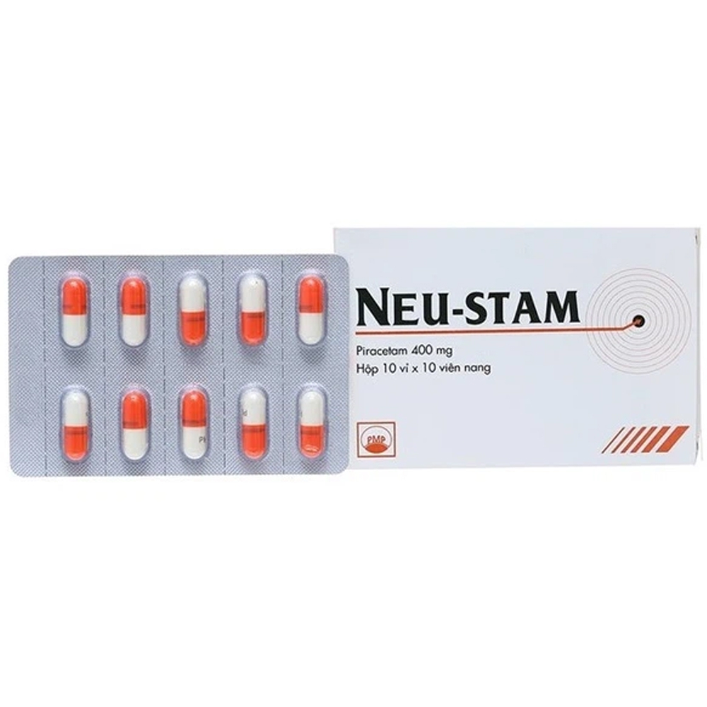 Viên nang cứng Neustam 400mg Pymepharco điều trị rung giật cơ, thiếu máu não (10 vỉ x 10 viên)