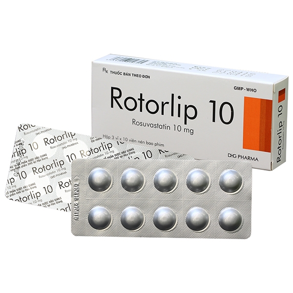 Thuốc Rotorlip 10 DHG điều trị tăng cholesterol máu tiên phát (3 vỉ x 10 viên)