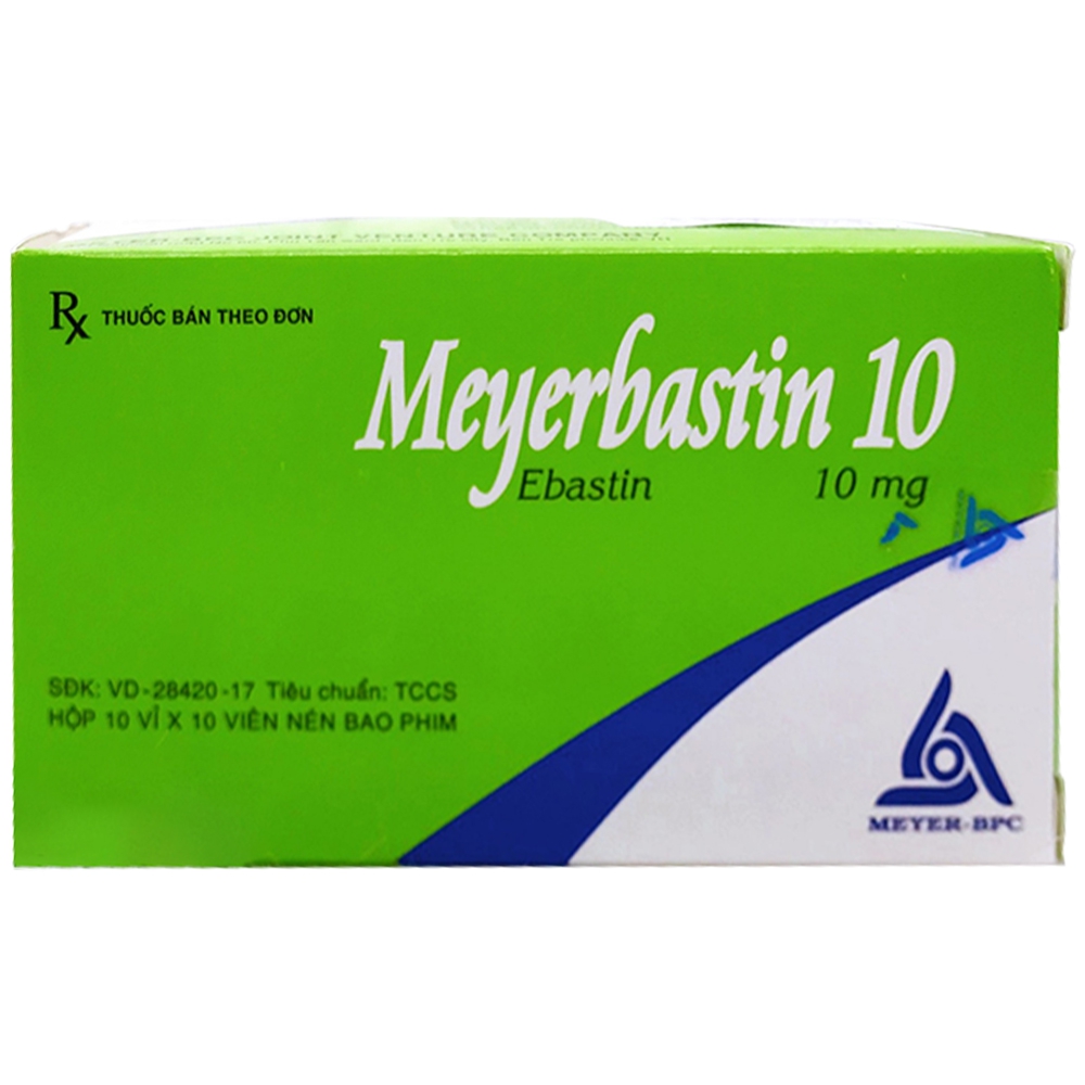 Thuốc Meyerbastin 10 Meyer điều trị viêm mũi dị ứng theo mùa hoặc quanh năm, nổi mày đay (10 vỉ x 10 viên)