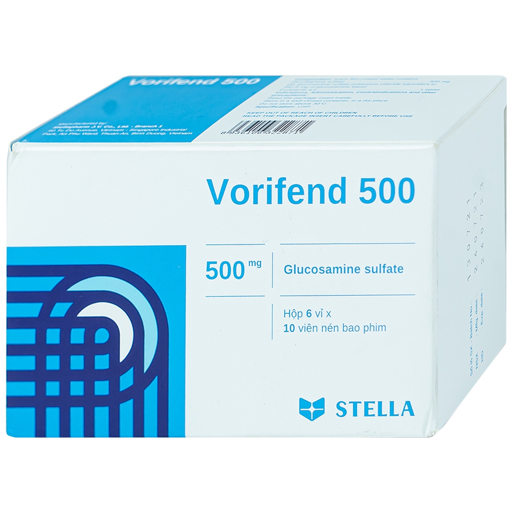 Thuốc Vorifend 500 Stella giảm triệu chứng của thoái hoá khớp gối (6 vỉ x 10 viên)