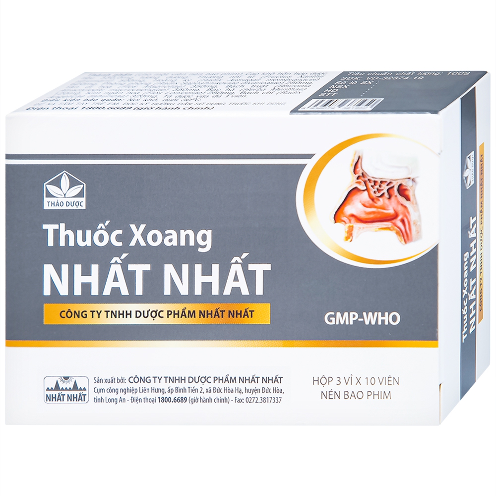 Thuốc Xoang Nhất Nhất điều trị nghẹt mũi, viêm mũi dị ứng, viêm xoang cấp (3 vỉ x 10 viên)