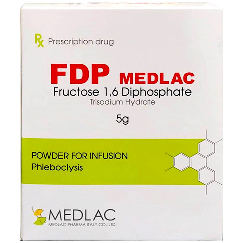 Thuốc FDP Medlac 5g điều trị bệnh cơ tim do thiếu máu cục bộ (1 lọ + 1 ống dung môi)