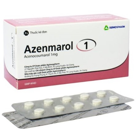 Thuốc Azenmarol 1 Agimexpharm điều trị nhồi máu cơ tim, bệnh tim gây tắc mạch (10 vỉ x 10 viên)