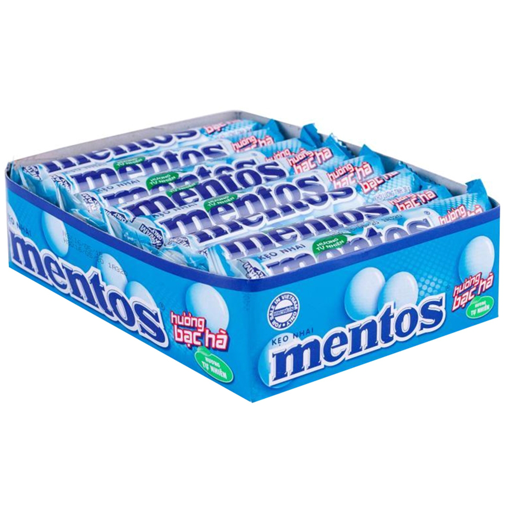 Kẹo Nhai Mentos Bạc Hà Hộp 16 Cây Nhà Thuốc Long Châu