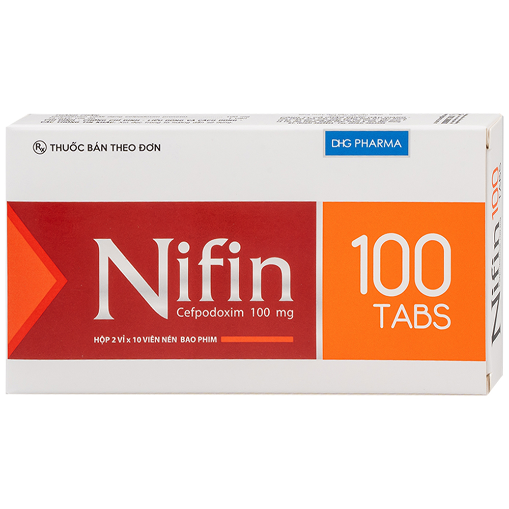 Thuốc Nifin 100 Tabs DHG điều trị nhiễm khuẩn từ nhẹ đến trung bình ở đường hô hấp dưới (2 vỉ x 10 viên)