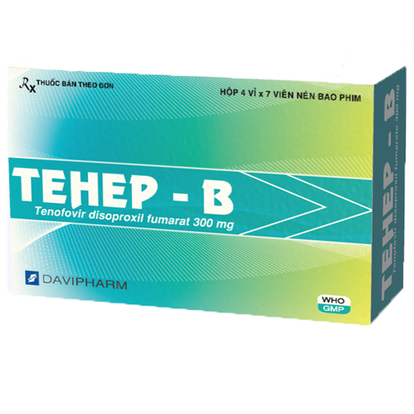 Thuốc Tehep-B 300mg Davipharm điều trị nhiễm HIV, viêm gan B (4 vỉ x 7 viên)