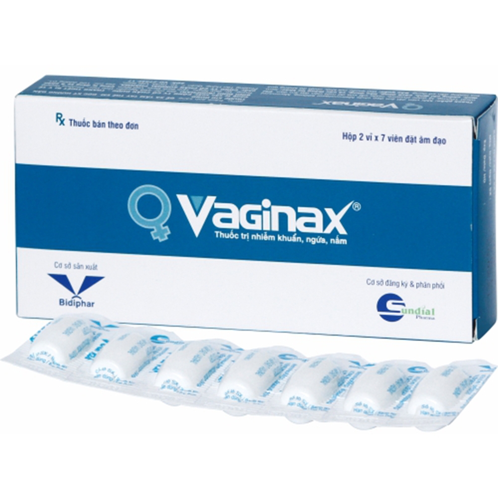 Viên đặt Vaginax Bidiphar điều trị viêm âm đạo (2 vỉ x 7 viên)