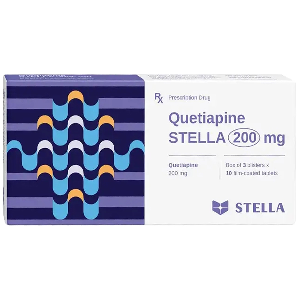 Thuốc Quetiapine Stella 200mg điều trị tâm thần phân liệt (3 vỉ x 10 viên)