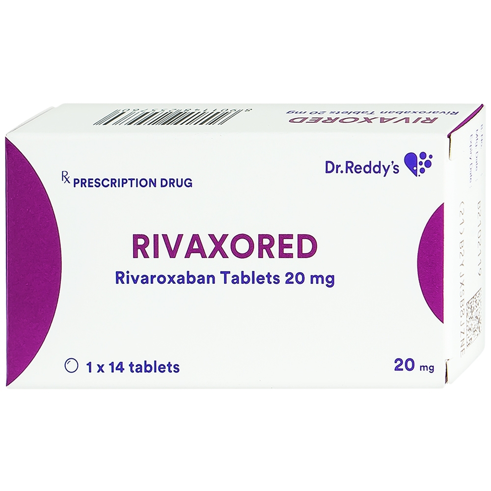 Thuốc Rivaxored 20mg Dr.Reddy's phòng ngừa thuyên tắc huyết khối tĩnh mạch (1 vỉ x 14 viên)