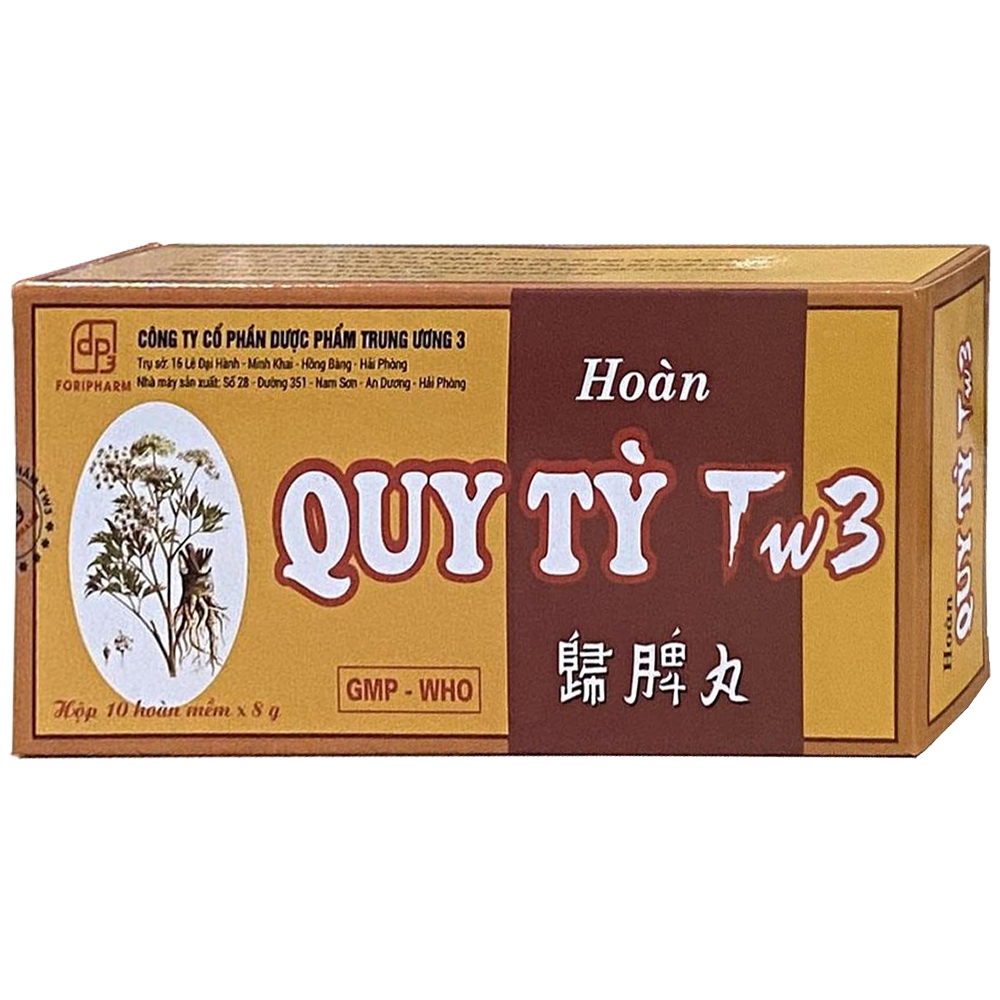 Hoàn quy tỳ TW3 điều trị tâm tỳ đều hư, hơi thở ngắn, tim đập mạnh, mất ngủ, ngủ hay mê (10 viên)