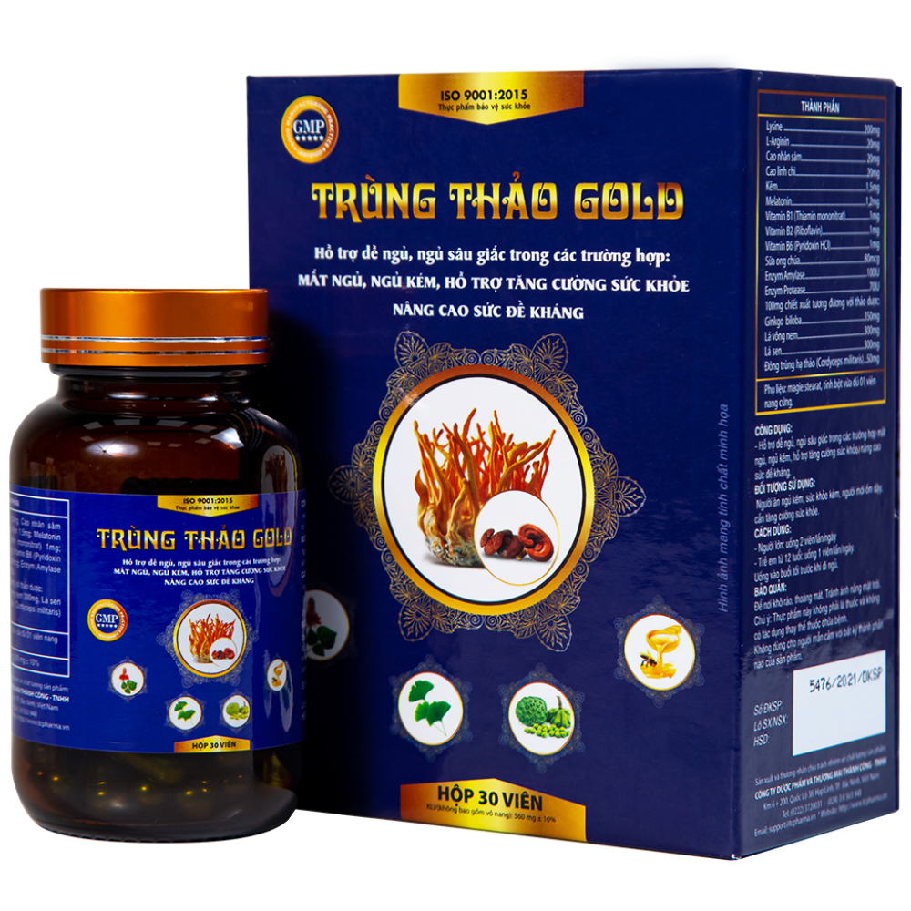 Viên uống Trùng Thảo Gold Thành Công hỗ trợ dễ ngủ, ngủ sâu giấc (30 viên)