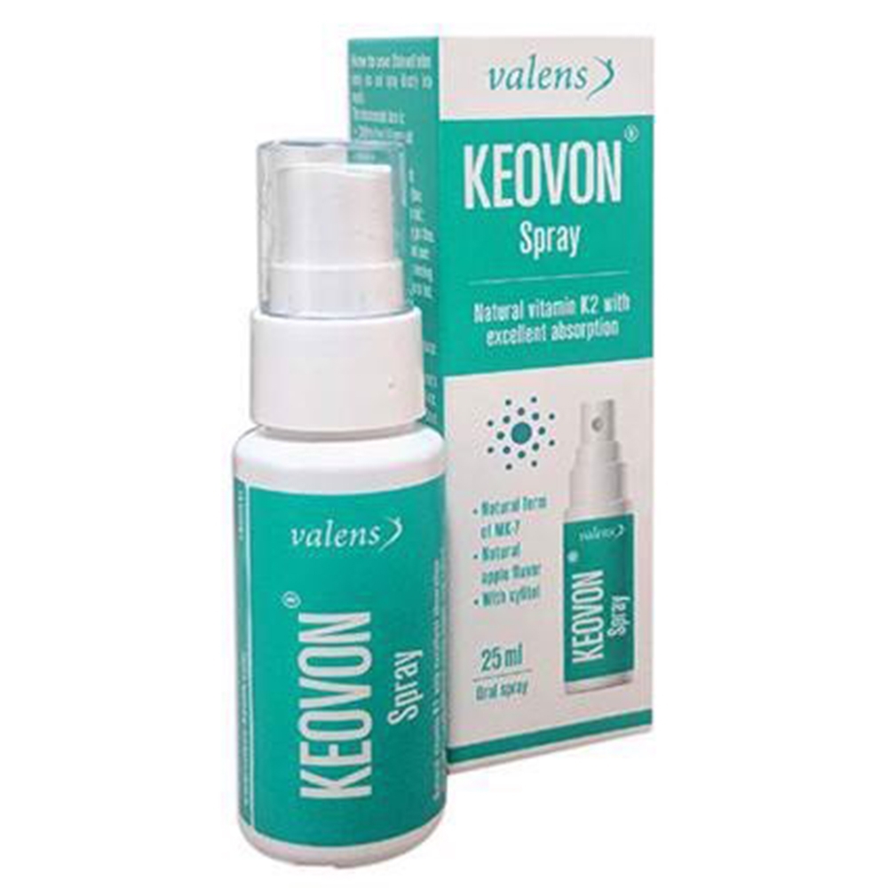 Dung dịch Keovon Spray Valens 25ml bổ sung vitamin K2, hỗ trợ hấp thu canxi vào xương