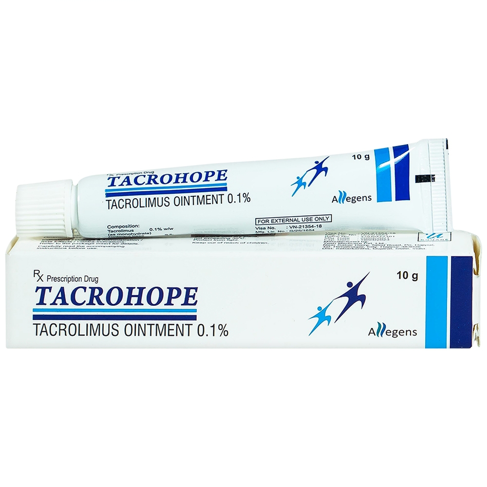 Thuốc mỡ Tacrohope Tacrolimus Ointment 0.1% Allegen điều trị viêm da dị ứng (10g)