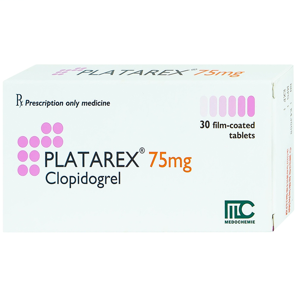 Viên nén Platarex 75mg Medochemie phòng ngừa các biến cố huyết khối động mạch (3 vỉ x 10 viên)