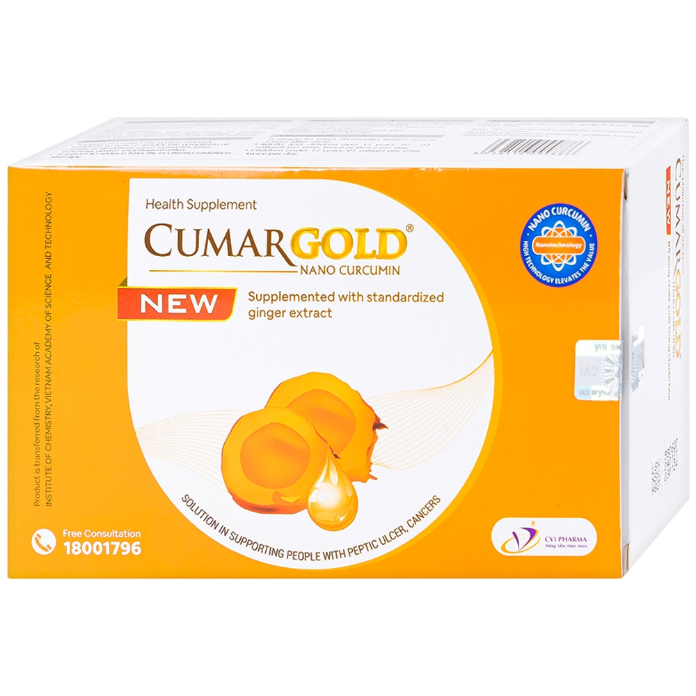 Viên uống CumarGold Nano Curcumin New CVI Pharma hỗ trợ bảo vệ niêm mạc dạ dày (4 vỉ x 10 viên)