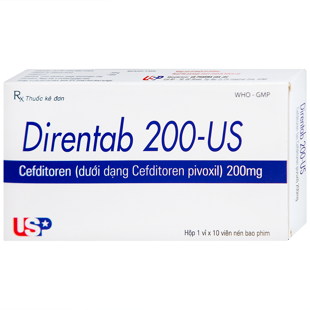 Thuốc Direntab 200-US điều trị nhiễm khuẩn (1 vỉ x 10 viên)