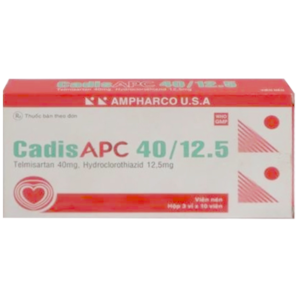 Thuốc CadisAPC 40/12.5 Ampharco điều trị điều trị tăng huyết áp vô căn (3 vỉ x 10 viên)