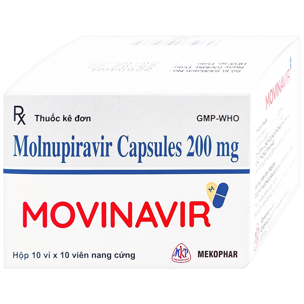 Thuốc Movinavir 200mg Mekophar điều trị Covid-19 mức độ nhẹ đến trung bình (10 vỉ x 10 viên)