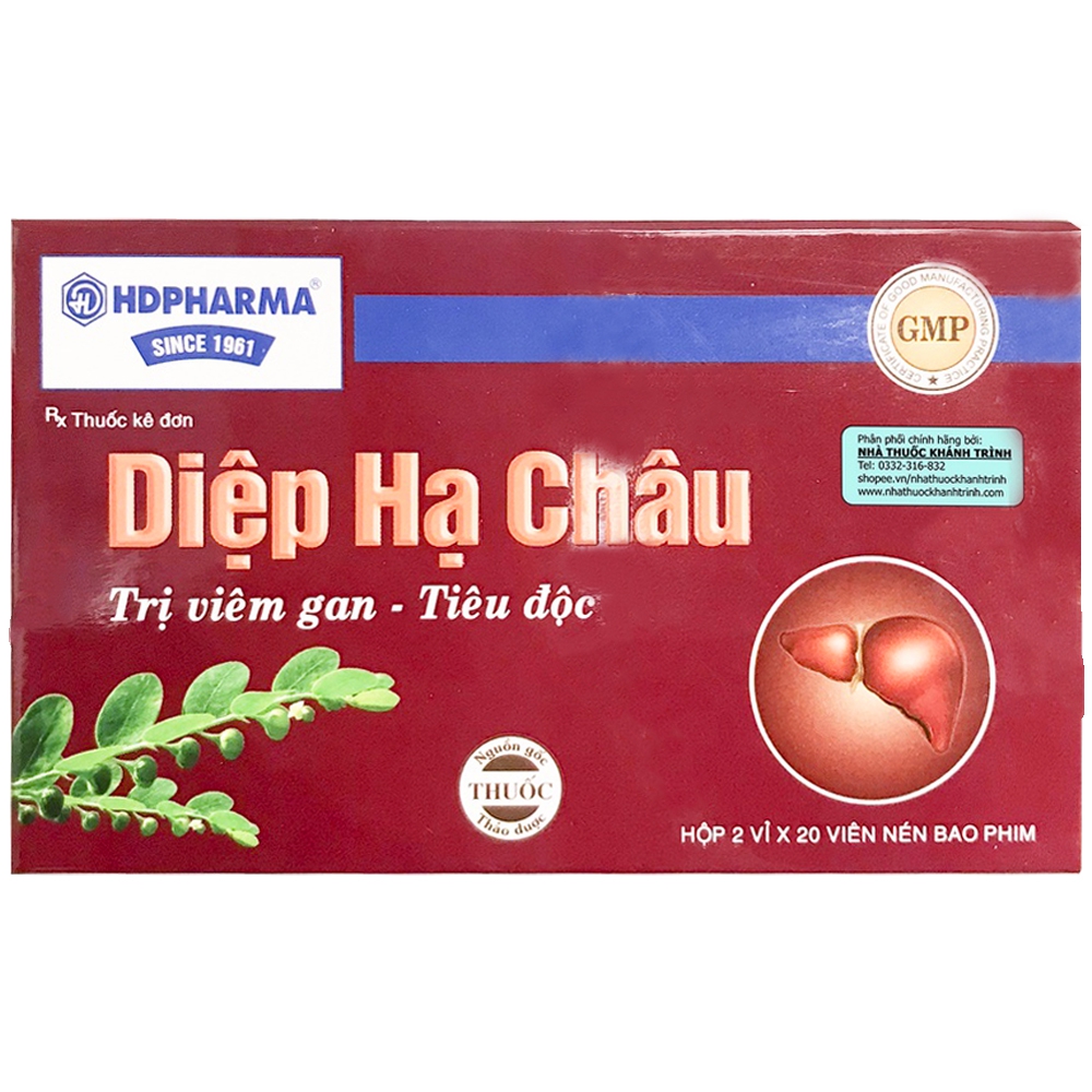 Thuốc Diệp Hạ Châu HDPharma điều trị viêm gan, thiểu năng gan, ăn khó tiêu, vàng da (2 vỉ x 20 viên)