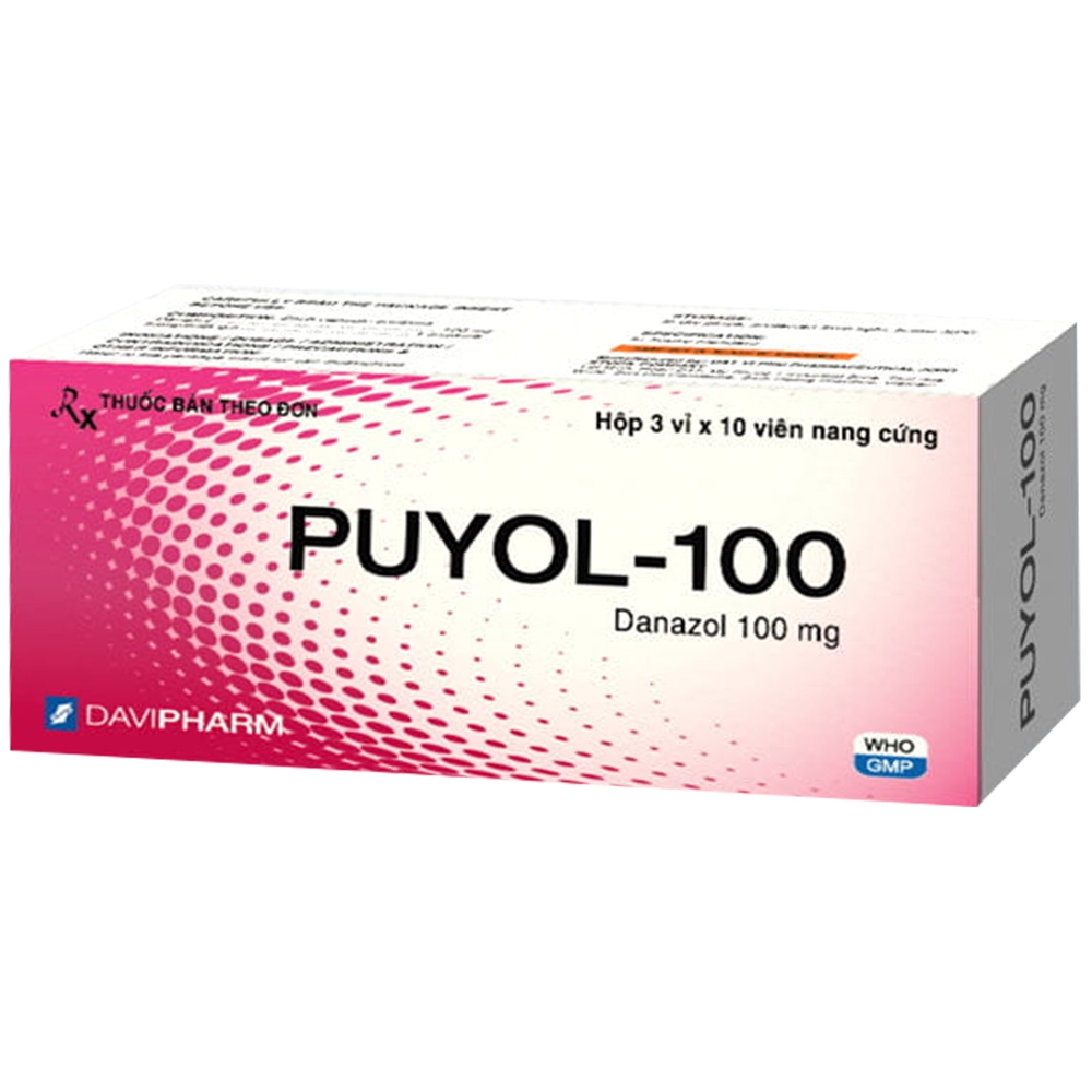 Thuốc Puyol-100 Davipharm điều trị lạc nội mạc tử cung, đa kinh (3 vỉ x 10 viên)