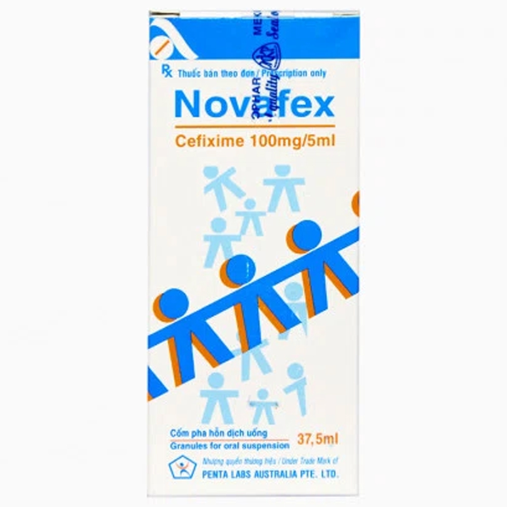 Cốm pha hỗn dịch uống Novafex 37.5ml Mekophar điều trị nhiễm khuẩn đường hô hấp trên và dưới