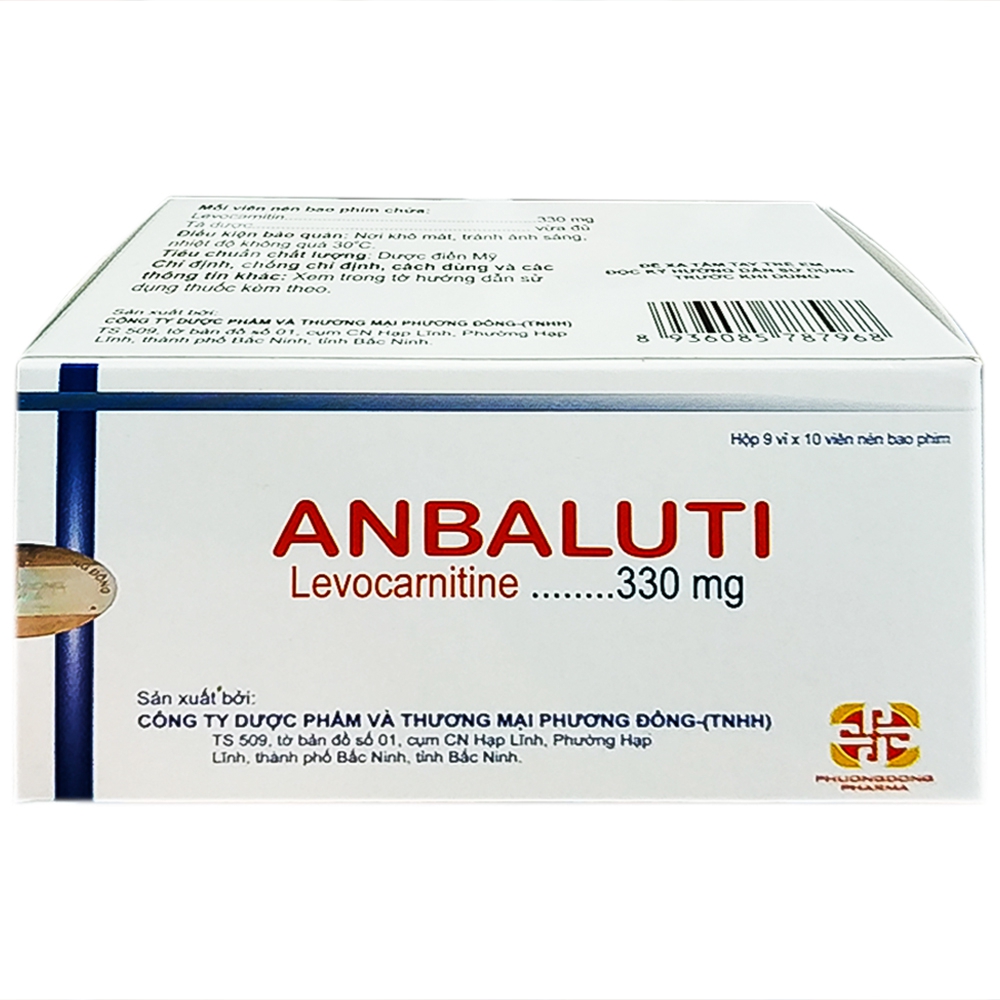 Thuốc Anbaluti 330mg Phương Đông điều trị thiếu hụt carnitine nguyên phát và thứ phát (9 vỉ x 10 viên)