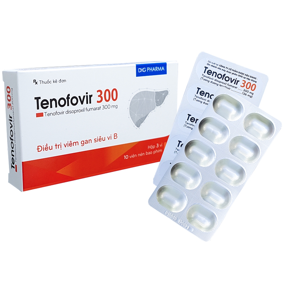 Thuốc Tenofovir 300 DHG điều trị nhiễm HIV tuýp 1 (3 vỉ x 10 viên)