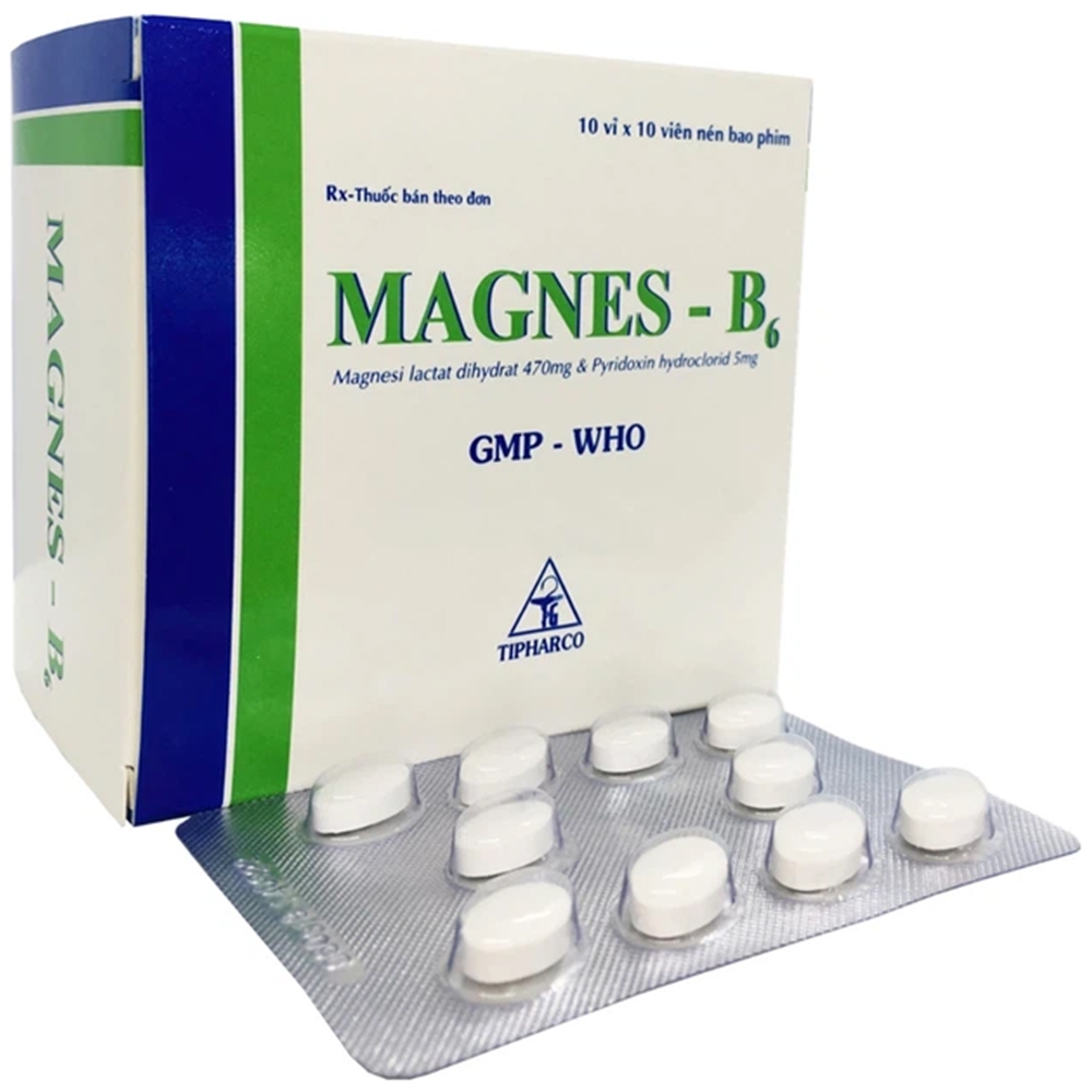 Thuốc Magnes - B6 Tipharco giảm các triệu chứng thiếu hụt magnesi, nôn mửa, khó chịu (10 vỉ x 10 viên)