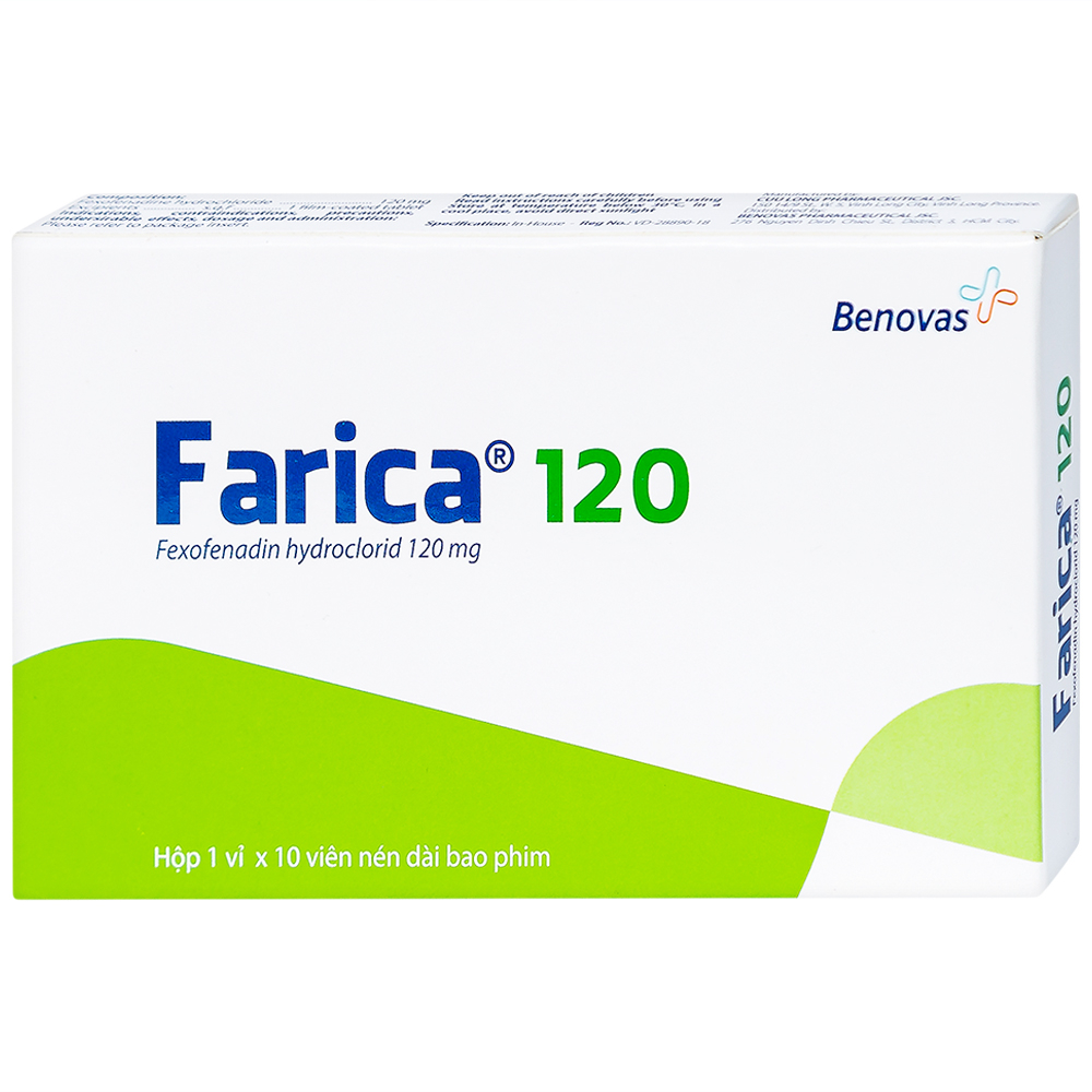 Thuốc Farica 120 Benovas điều trị viêm mũi dị ứng theo mùa (1 vỉ x 10 viên)