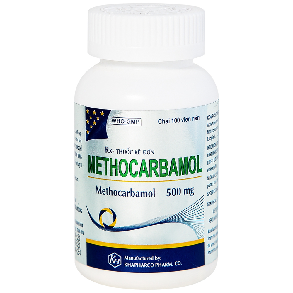 Viên nén Methocarbamol 500mg Khapharco điều trị ngắn hạn các cơn đau, co thắt cơ, bong gân (100 viên)