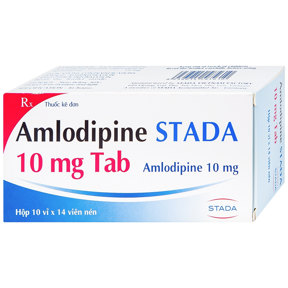 Thuốc Amlodipine Stada 10mg Tab điều trị tăng huyết áp, đau thắt ngực (10 vỉ x 14 viên)