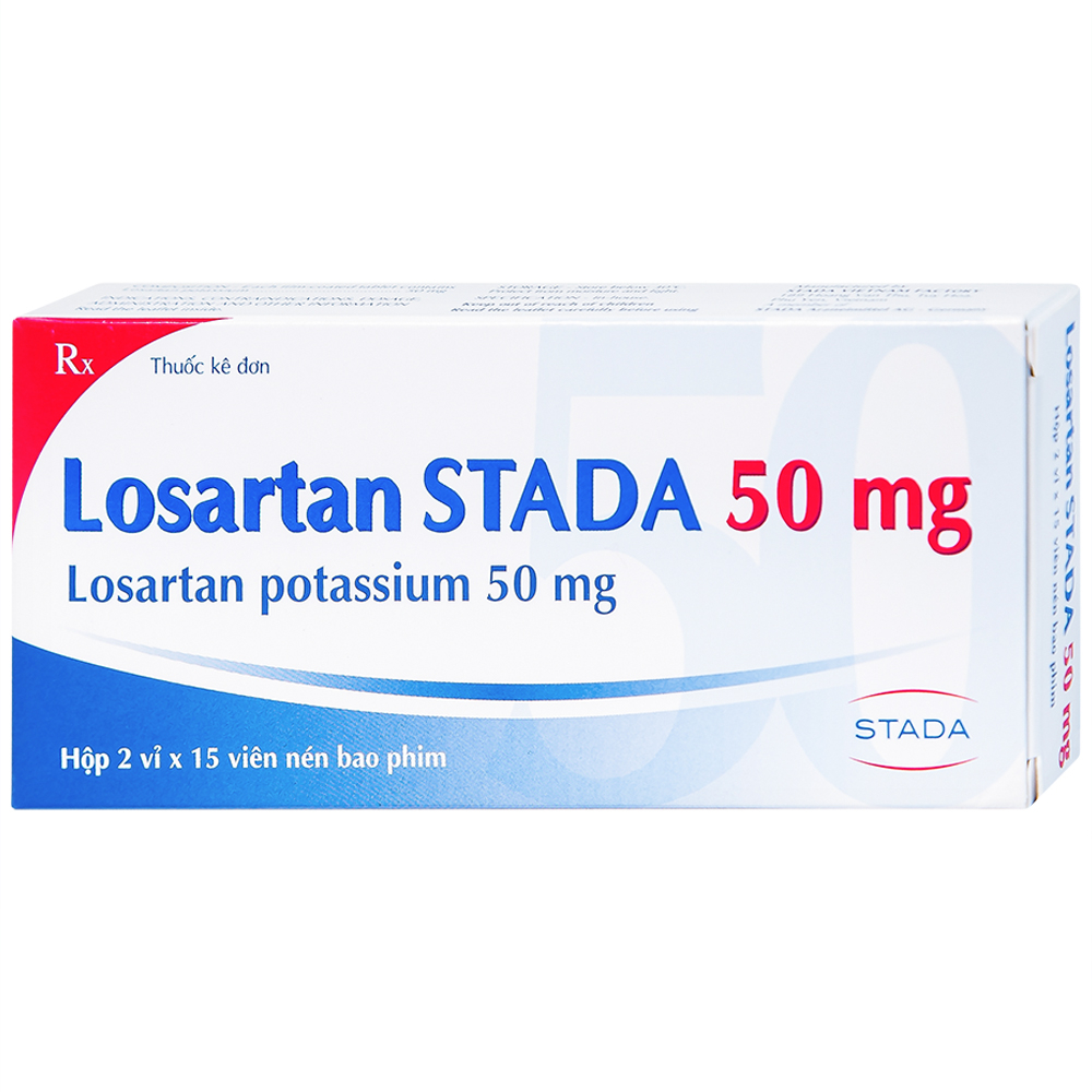 Viên nén Losartan Stada 50mg điều trị tăng huyết áp, giảm nguy cơ đột quỵ (2 vỉ x 15 viên)