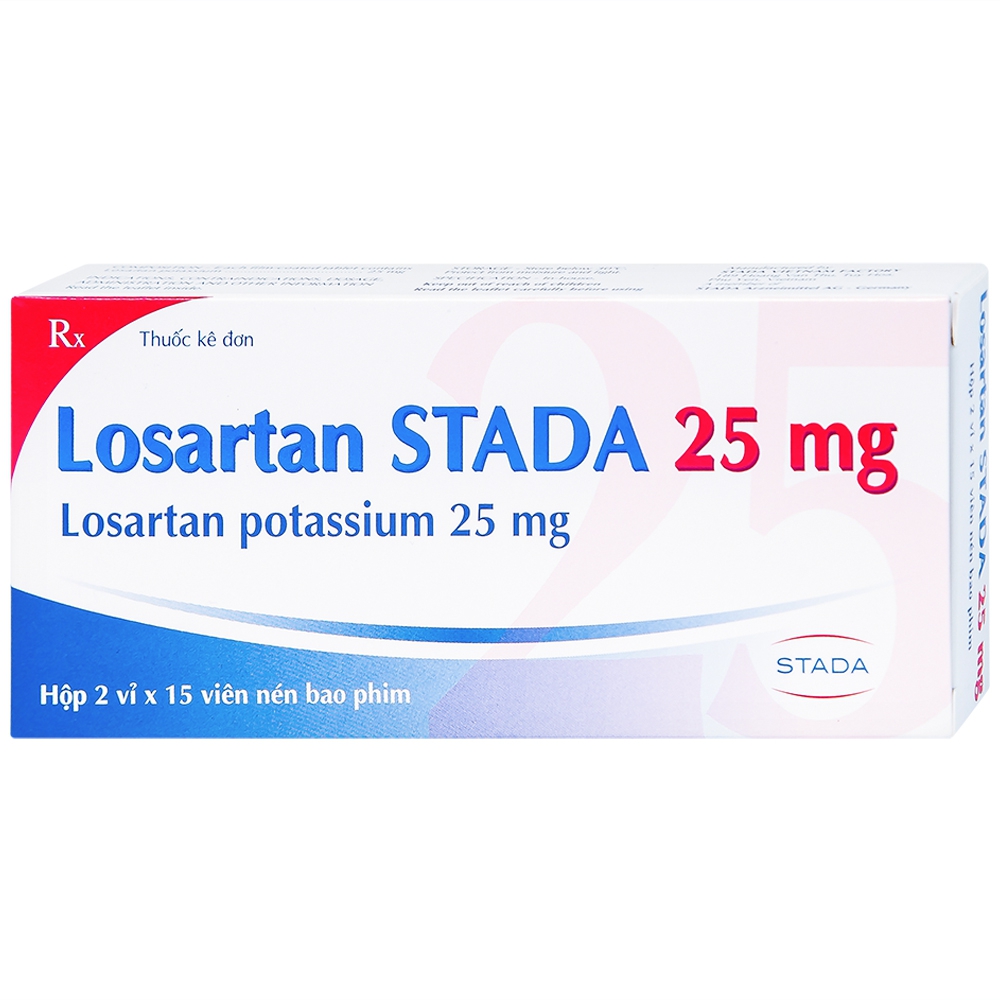 Viên nén Losartan Stada 25mg điều trị tăng huyết áp, giảm nguy cơ đột quỵ (2 vỉ x 15 viên)