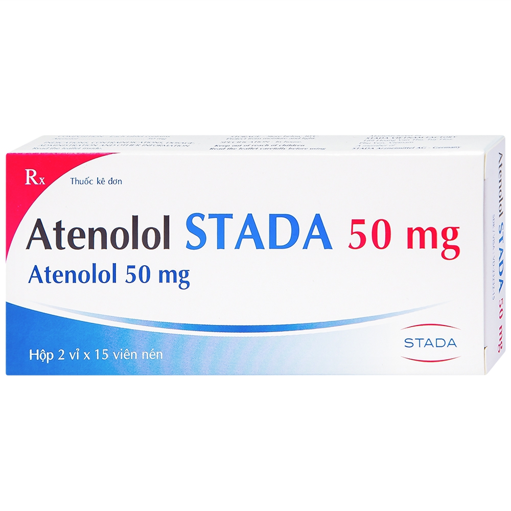 Thuốc Atenolol Stada 50mg điều trị tăng huyết áp, đau thắt ngực (2 vỉ x 15 viên)