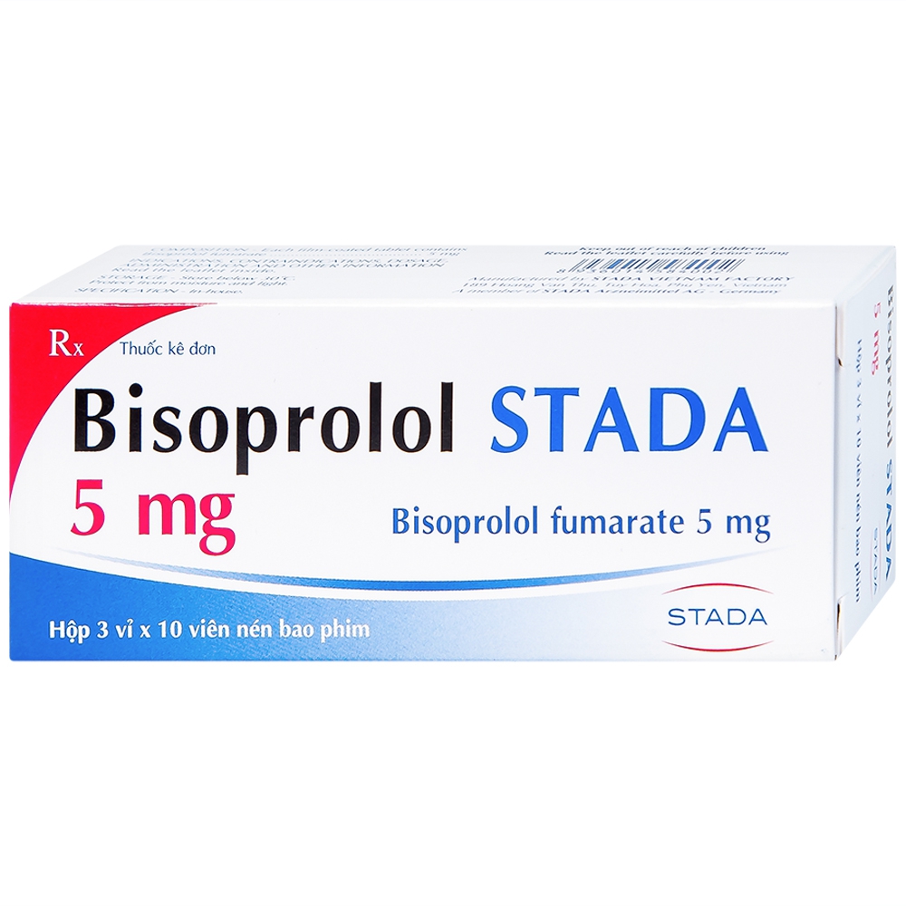 Thuốc Bisoprolol Stada 5mg điều trị tăng huyết áp, đau thắt ngực mạn tính ổn định (3 vỉ x 10 viên)