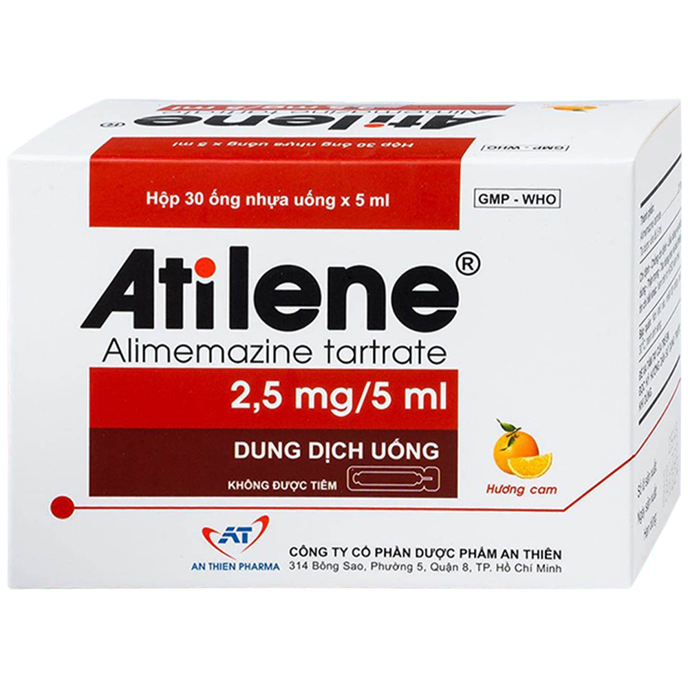 Dung dịch uống Atilene 2.5mg/5ml An Thiên điều trị triệu chứng viêm mũi, hắt hơi, sổ mũi (30 ống)